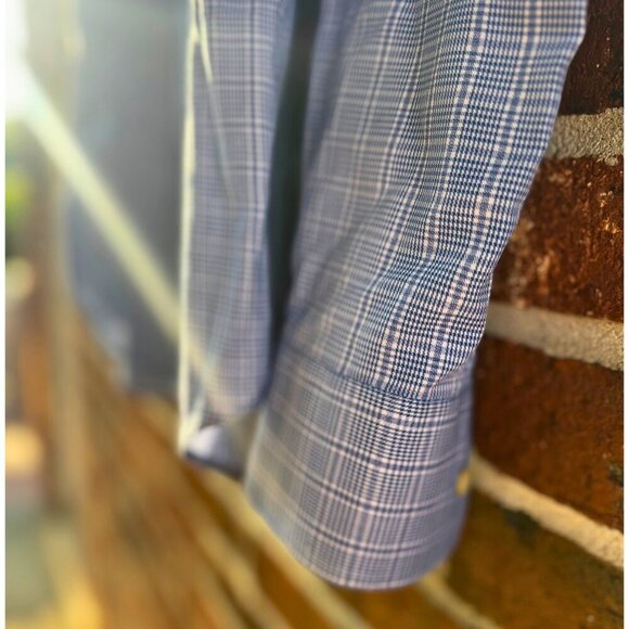 Armani Collezioni Men’s Slim Fit Dress Shirt Blue Check Long Sleeve Size 41/16 - Picture 2 of 8